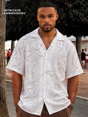 Abstract Line Embroidered Shirt
