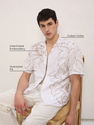 Abstract Line Embroidered Shirt