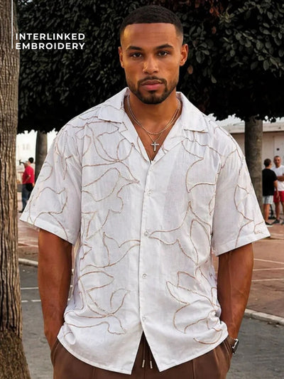 Abstract Line Embroidered Shirt