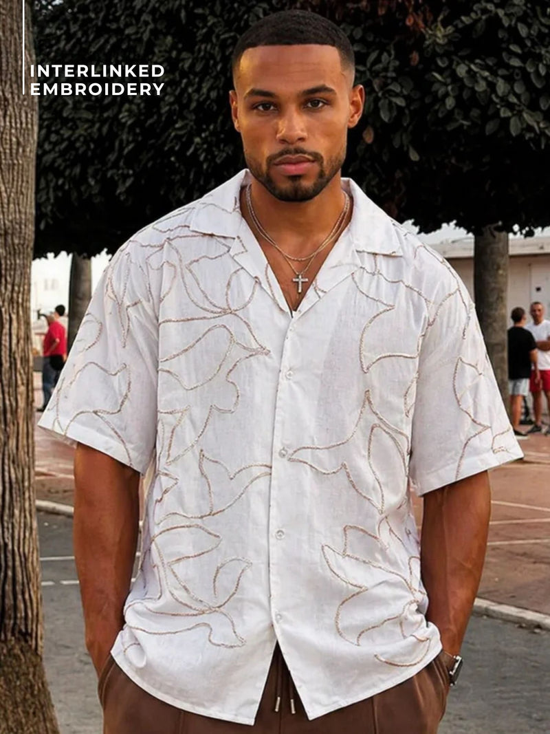 Abstract Line Embroidered Shirt