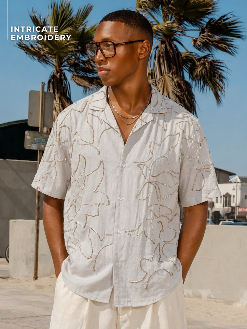 Abstract Pattern Embroidered Shirt