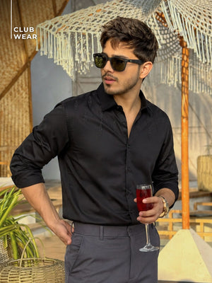 Black: Full Sleeves Embroidery Shirt