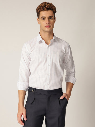 White & Blue: PinStripes Formal Shirt