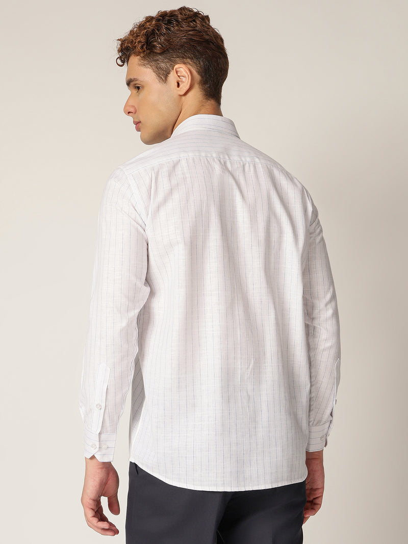 White & Blue: PinStripes Formal Shirt