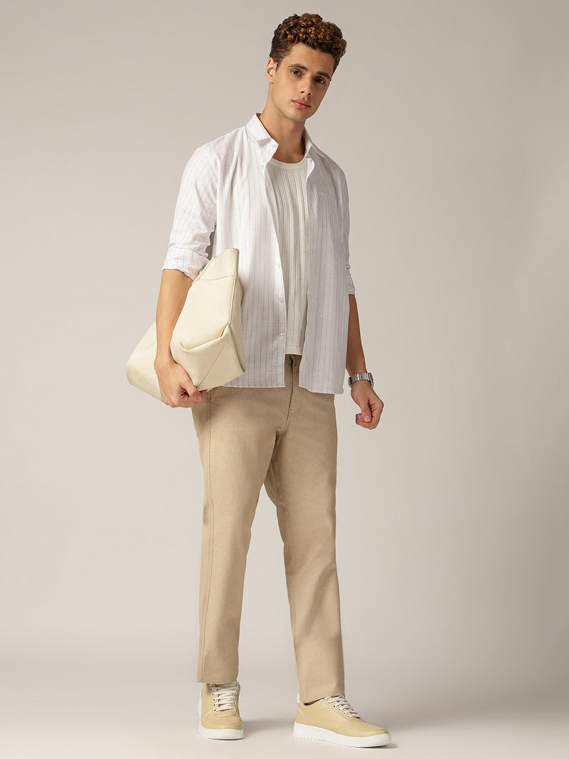 White & Black: PinStripes Formal Shirt