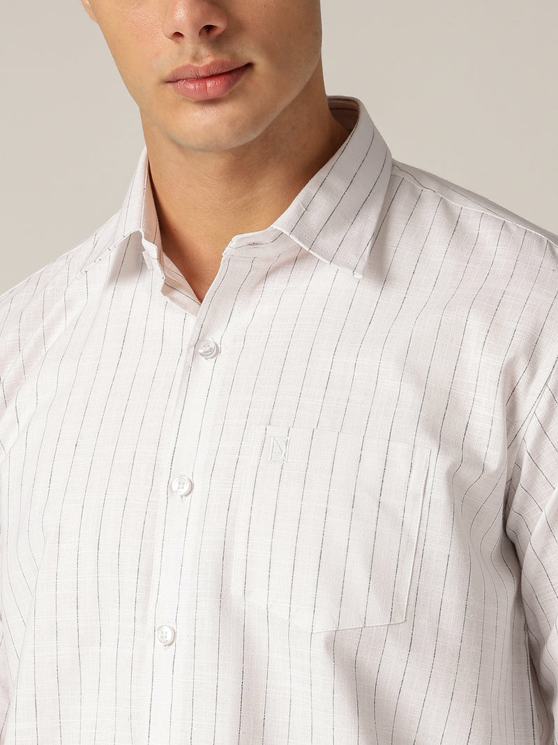 White & Black: PinStripes Formal Shirt