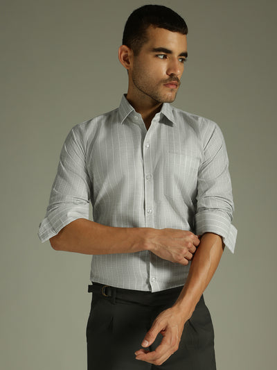 Mint Green & White: Vertical Stripes Formal Shirt