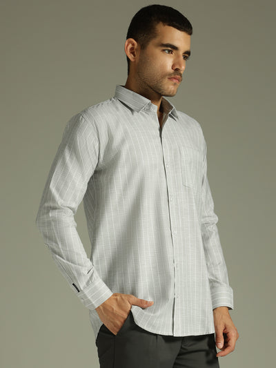 Mint Green & White: Vertical Stripes Formal Shirt
