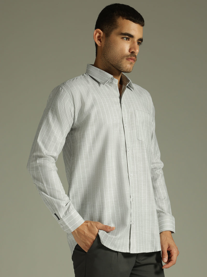 Mint Green & White: Vertical Stripes Formal Shirt