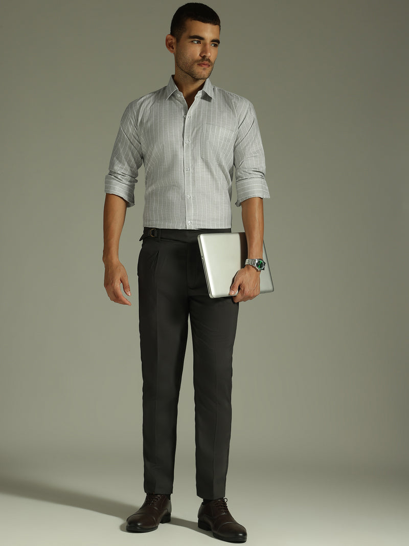Mint Green & White: Vertical Stripes Formal Shirt