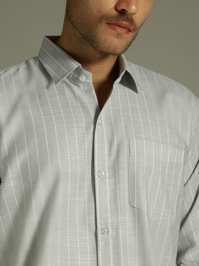 Mint Green & White: Vertical Stripes Formal Shirt