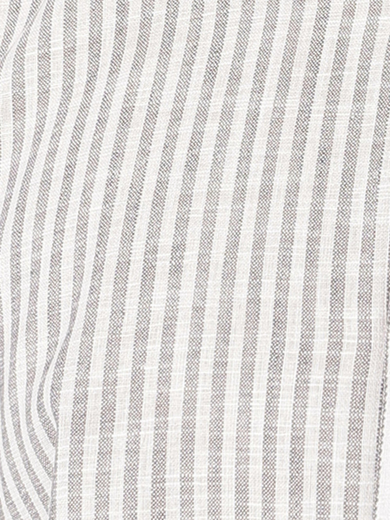 White & Grey: Vertical Stripes Formal Shirt