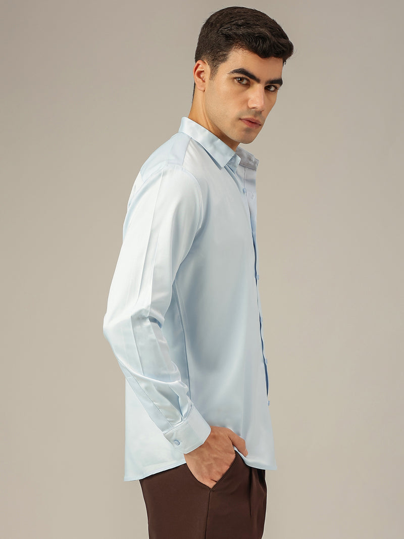 Light Blue: Premium Party Wear Formal Satin Shirt