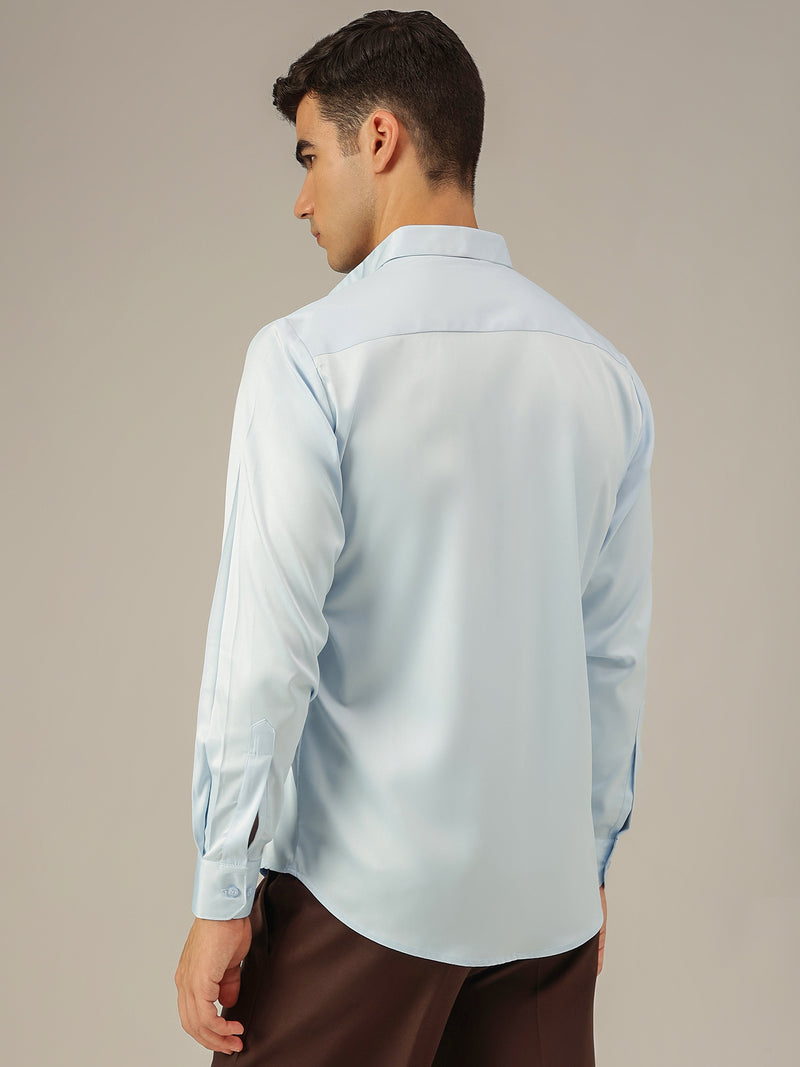 Light Blue: Premium Party Wear Formal Satin Shirt