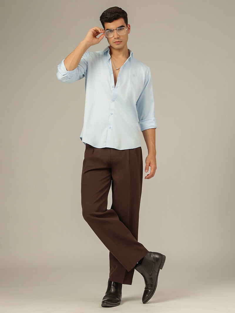 Light Blue: Premium Party Wear Formal Satin Shirt