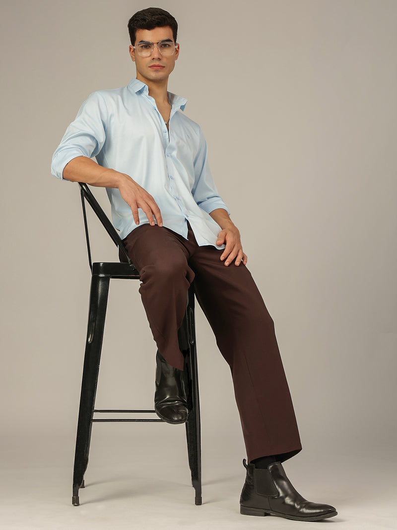 Light Blue: Premium Party Wear Formal Satin Shirt