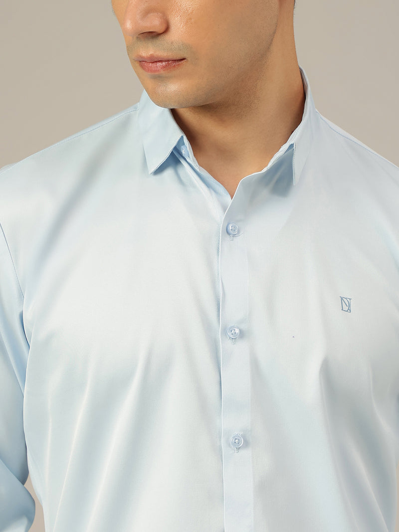 Light Blue: Premium Party Wear Formal Satin Shirt