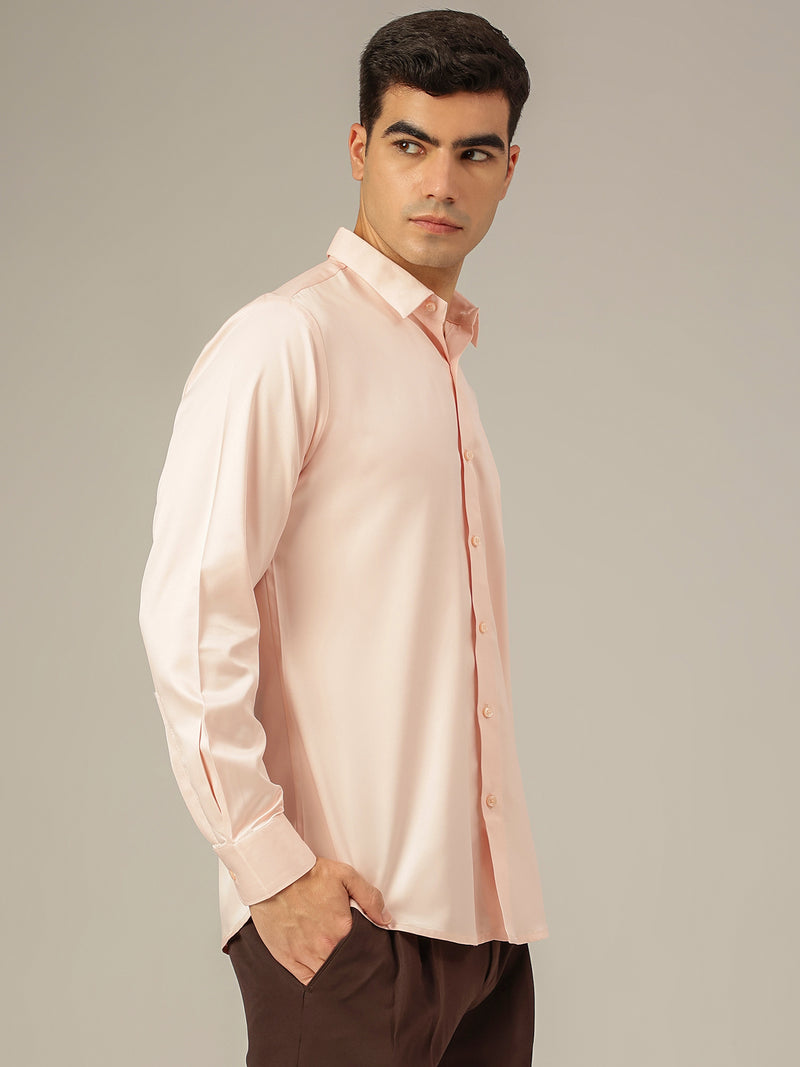 Peach: Premium Party Wear Formal Satin Shirt