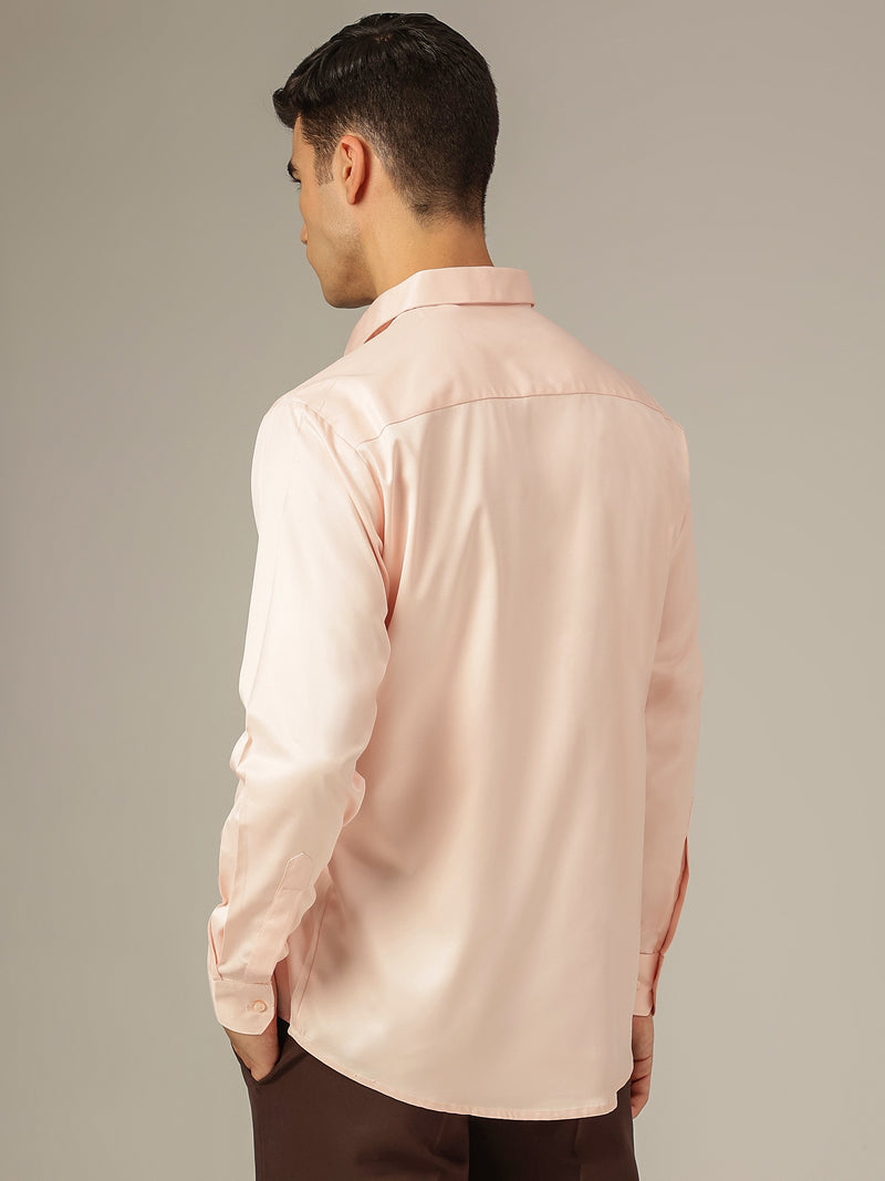 Peach: Premium Party Wear Formal Satin Shirt