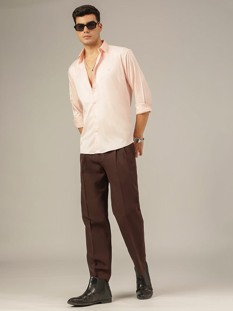 Peach: Premium Party Wear Formal Satin Shirt