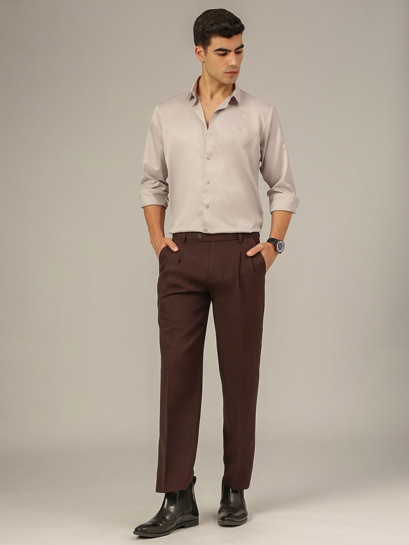 Beige: Premium Party Wear Formal Satin Shirt