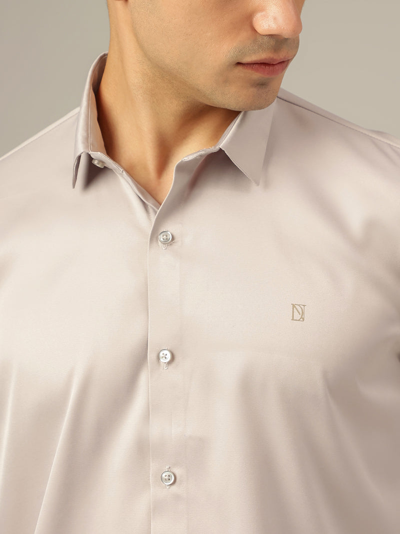 Beige: Premium Party Wear Formal Satin Shirt