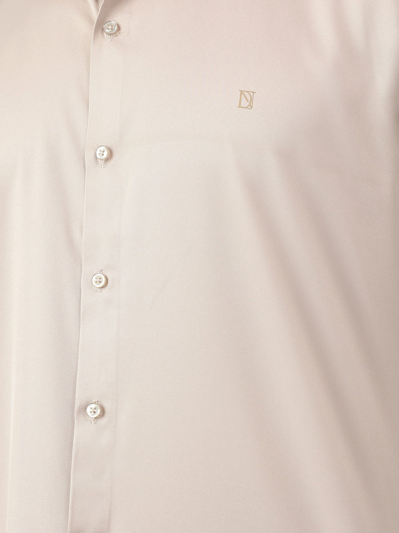 Beige: Premium Party Wear Formal Satin Shirt