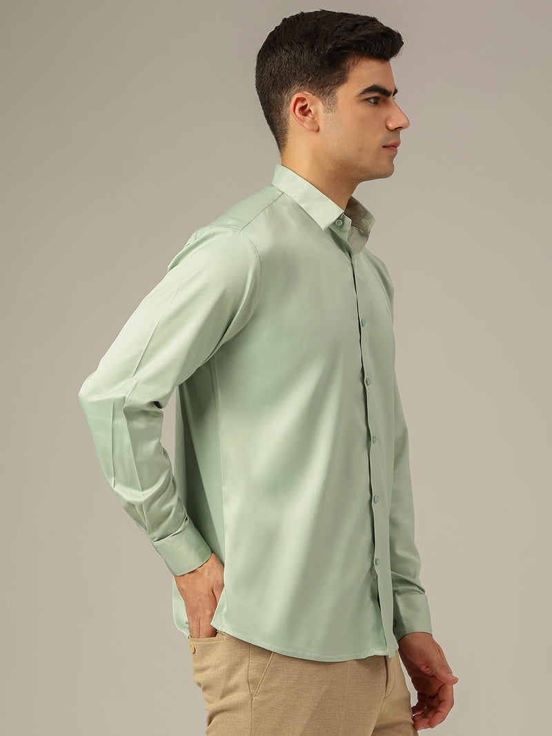 Light Green: Premium Party Wear Formal Satin Shirt
