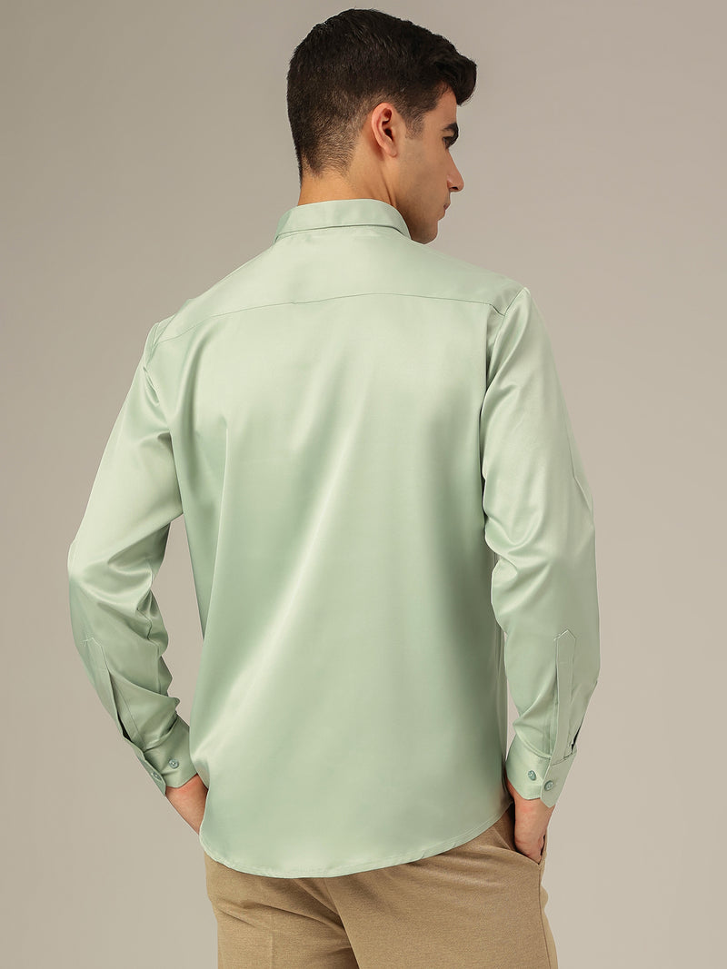 Light Green: Premium Party Wear Formal Satin Shirt