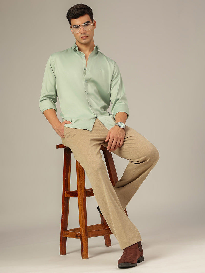 Light Green: Premium Party Wear Formal Satin Shirt