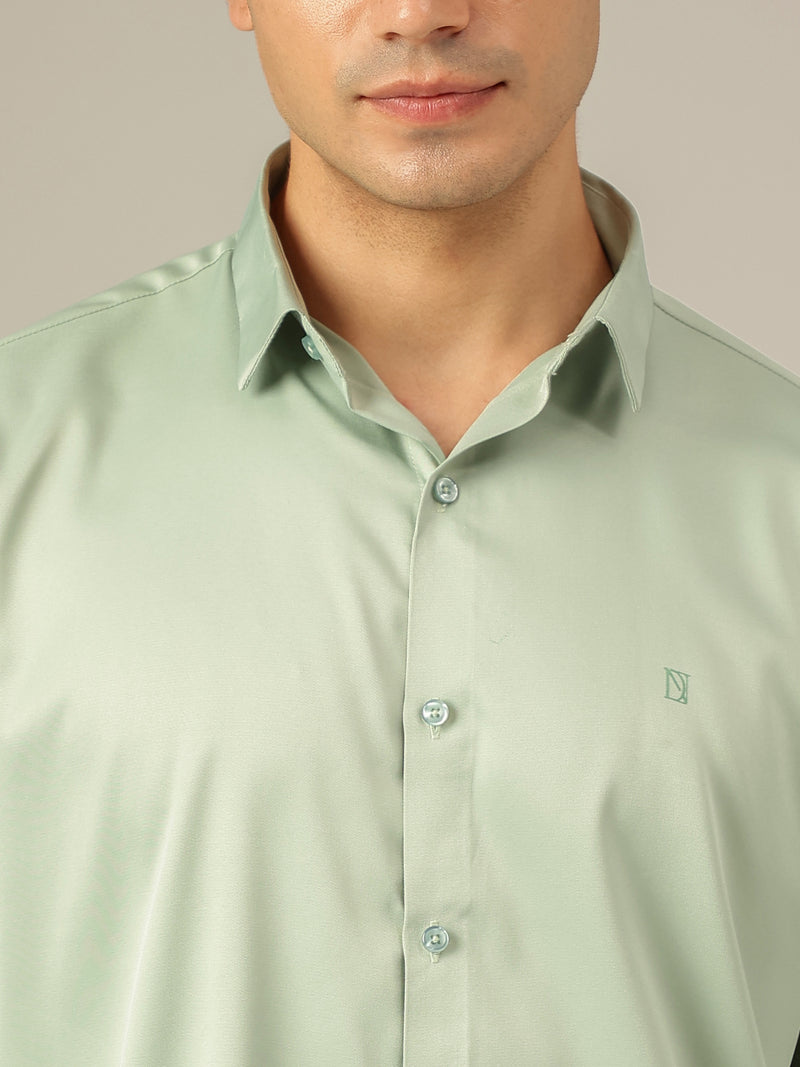 Light Green: Premium Party Wear Formal Satin Shirt