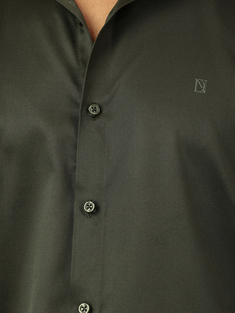 Dark Green: Premium Party Wear Formal Satin Shirt