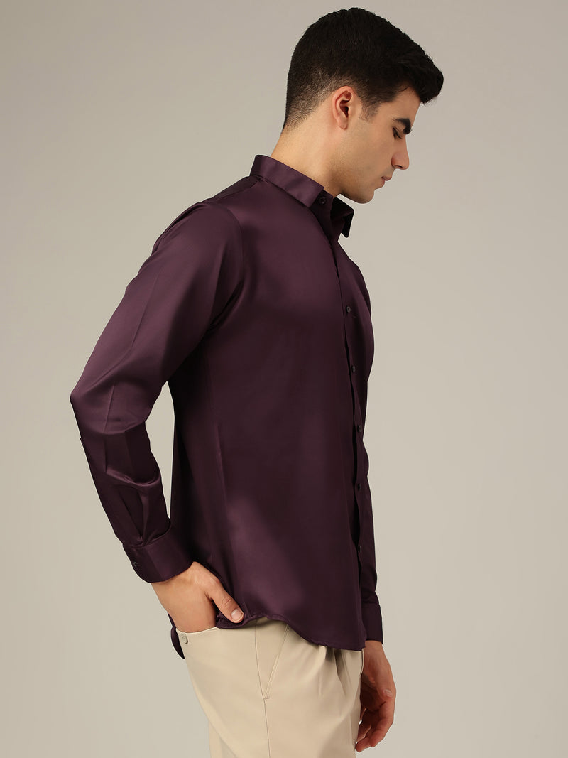 Purple: Premium Party Wear Formal Satin Shirt