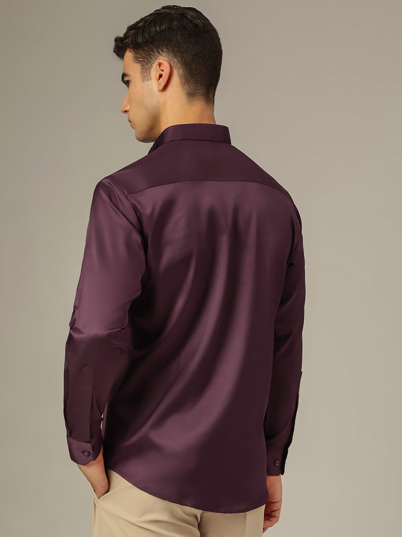 Purple: Premium Party Wear Formal Satin Shirt