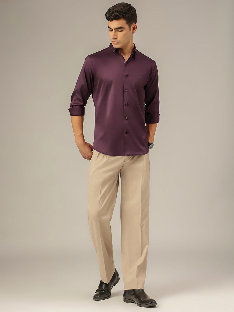 Purple: Premium Party Wear Formal Satin Shirt