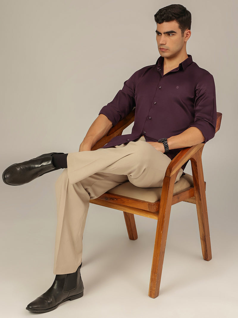 Purple: Premium Party Wear Formal Satin Shirt
