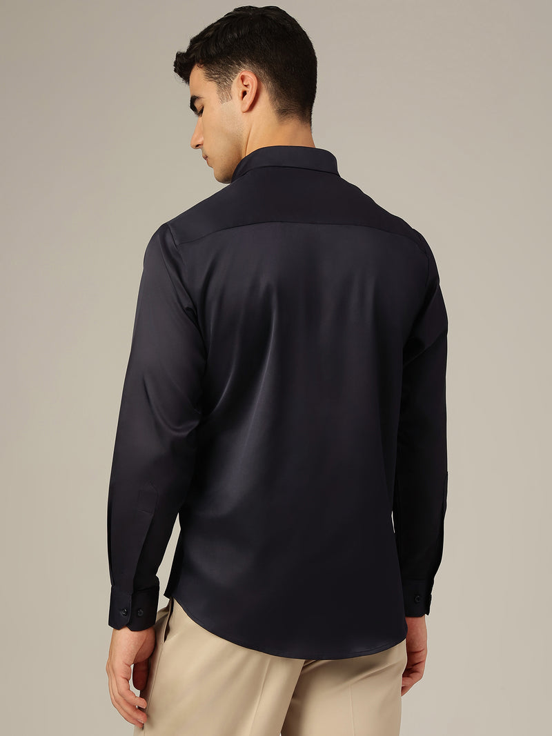 Navy Blue: Premium Party Wear Formal Satin Shirt