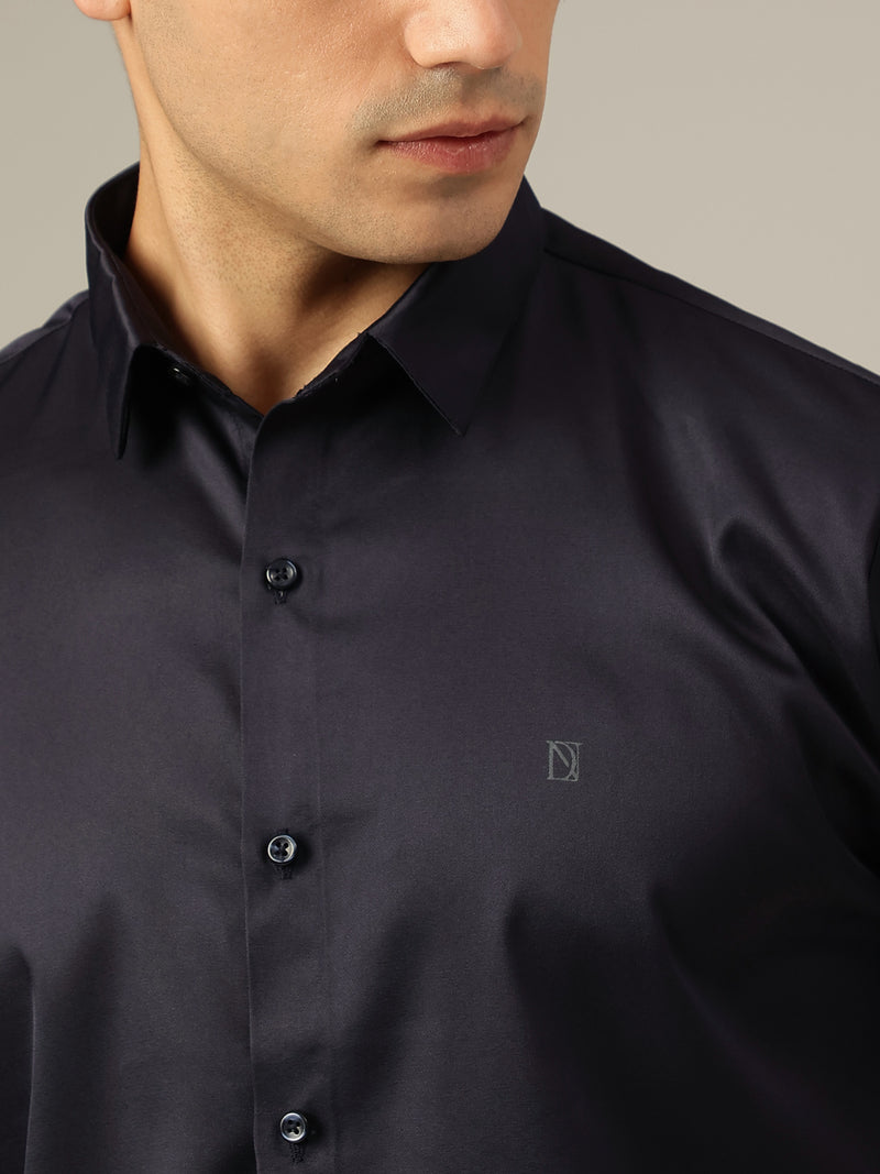 Navy Blue: Premium Party Wear Formal Satin Shirt