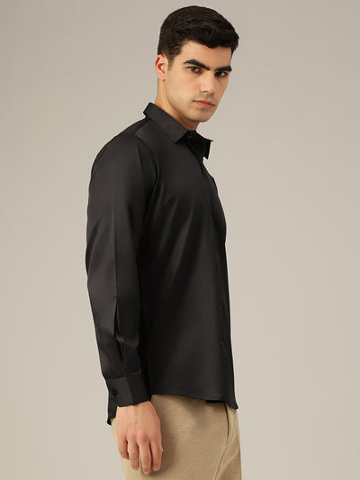 Black: Premium Party Wear Formal Satin Shirt