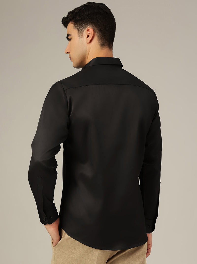 Black: Premium Party Wear Formal Satin Shirt