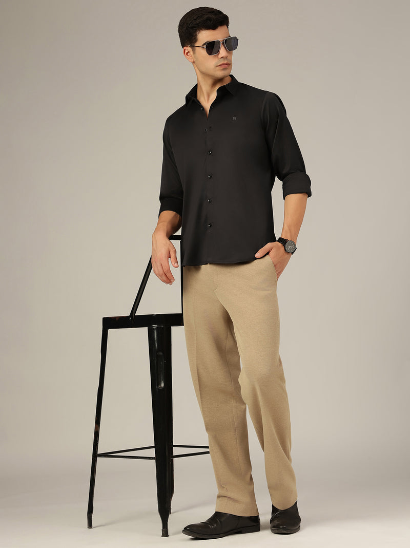 Black: Premium Party Wear Formal Satin Shirt