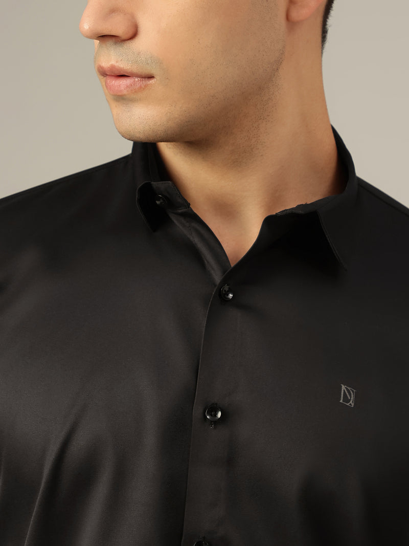 Black: Premium Party Wear Formal Satin Shirt