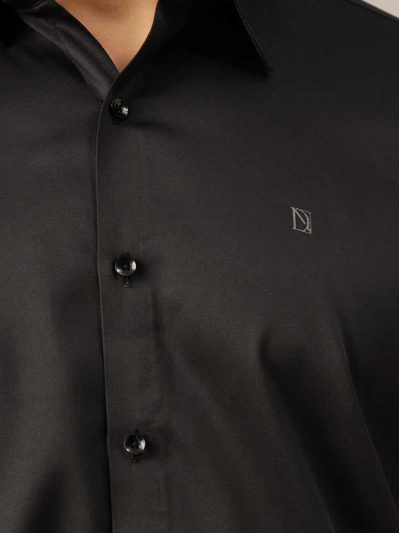 Black: Premium Party Wear Formal Satin Shirt
