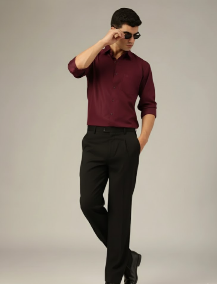 Maroon: Party Wear Formal Shirt