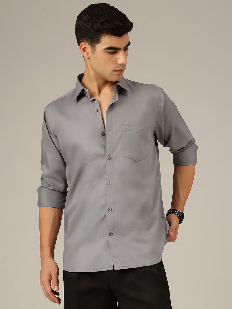 Dark Grey: Party Wear Formal Shirt