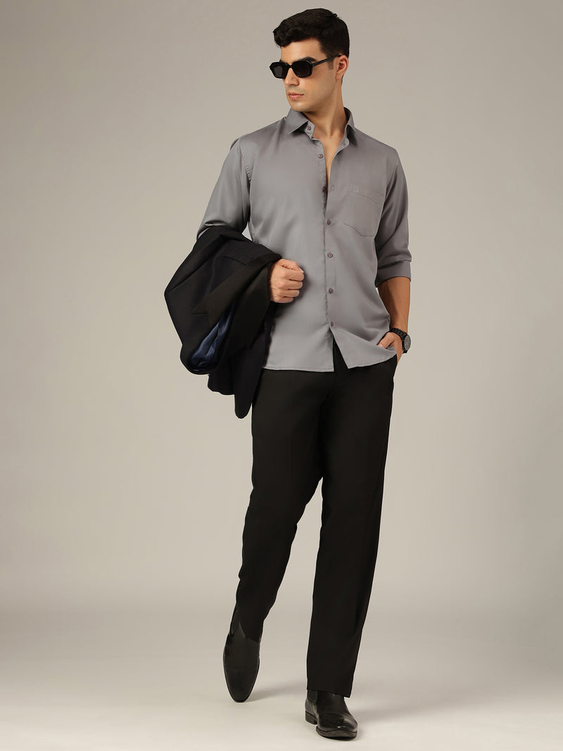 Dark Grey: Party Wear Formal Shirt