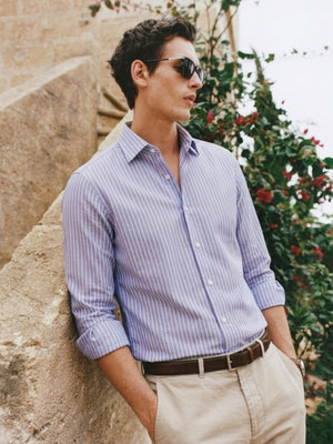 Blue & White: Vertical Stripes Formal Shirt