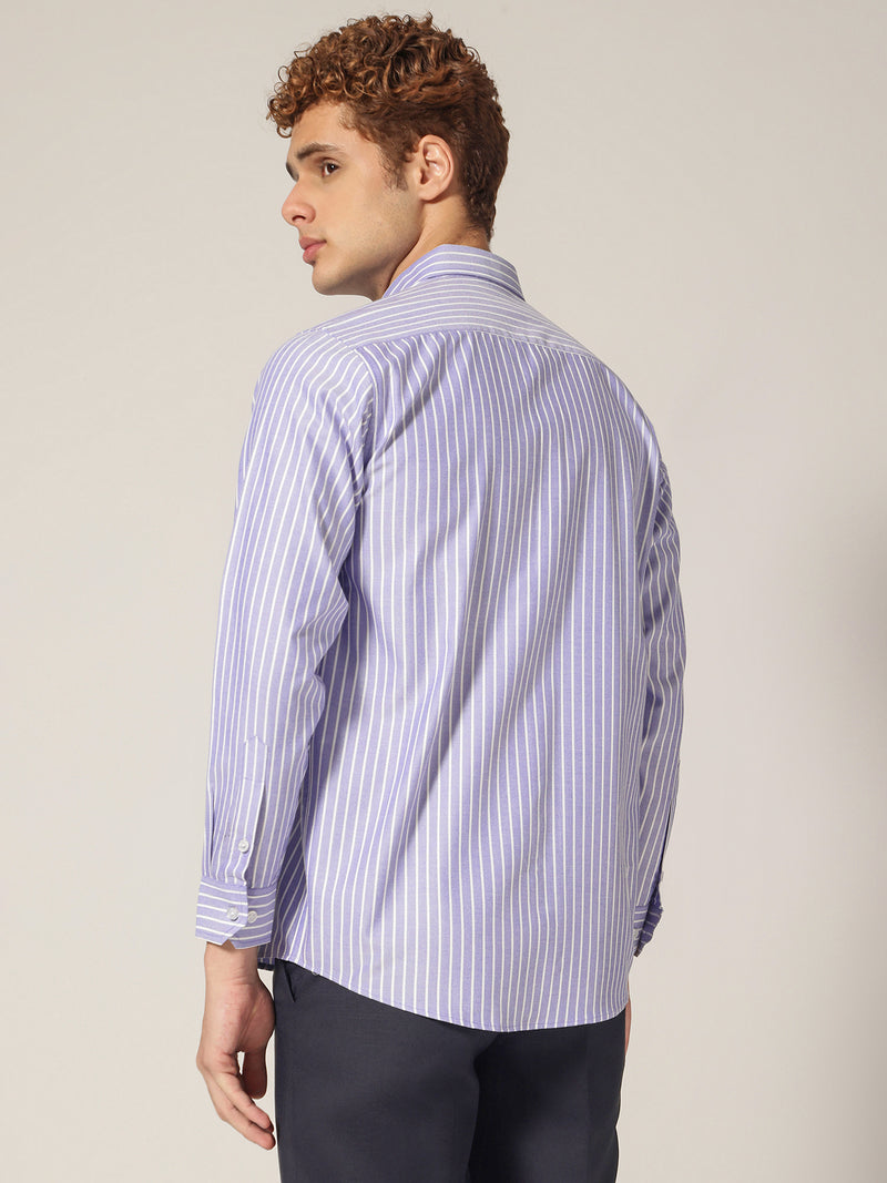 Blue & White: Vertical Stripes Formal Shirt