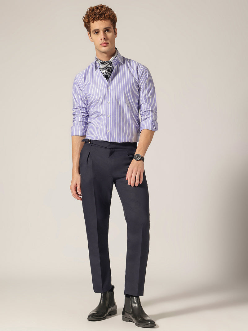 Blue & White: Vertical Stripes Formal Shirt