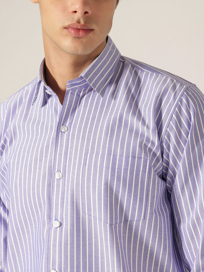 Blue & White: Vertical Stripes Formal Shirt